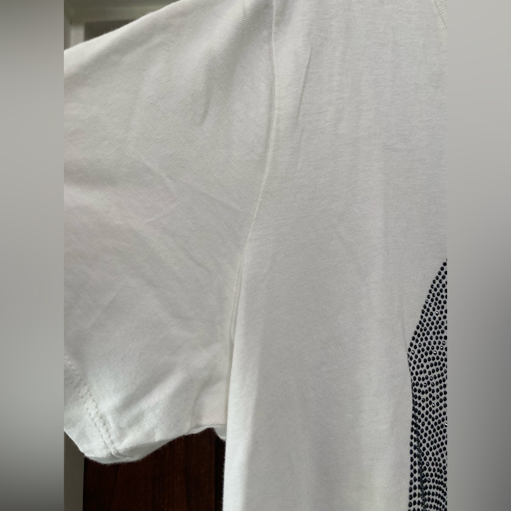 Zadig & Voltaire Women’s Ivory Big Heart with Black Rhinestones T-Shirt Sz L NWT - Picture 4 of 7
